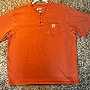 Carhartt Men's Orange Henley Pocket Tee